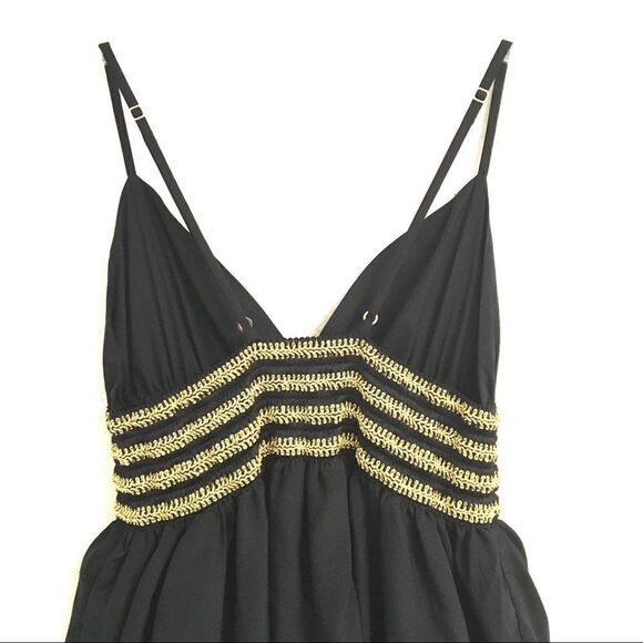 AKA Y2K black & gold tiered silk mini dress XS/S - Picture 5 of 9